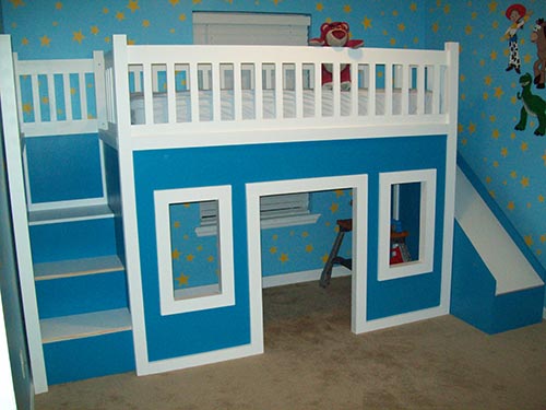 Build A Playhouse Loft Bed With Stairs, How To Build A Slide For Bunk Bed
